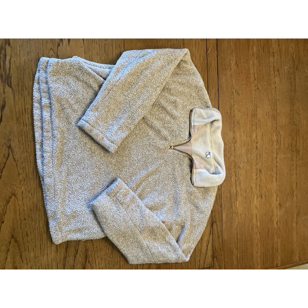 Umgee Women's Beige Fleece 1/4 Zip Mock Neck Pullover Sweatshirt Size L